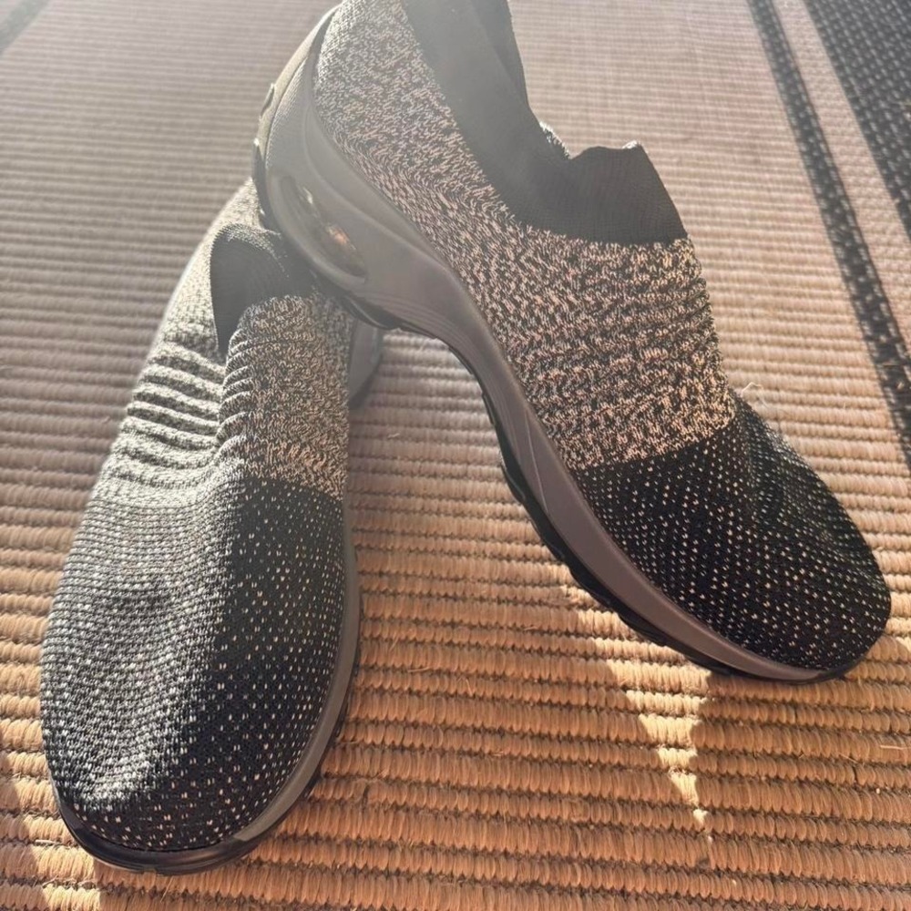Slip On Walking Shoes Black White Mesh Air Cushion Sneakers 10